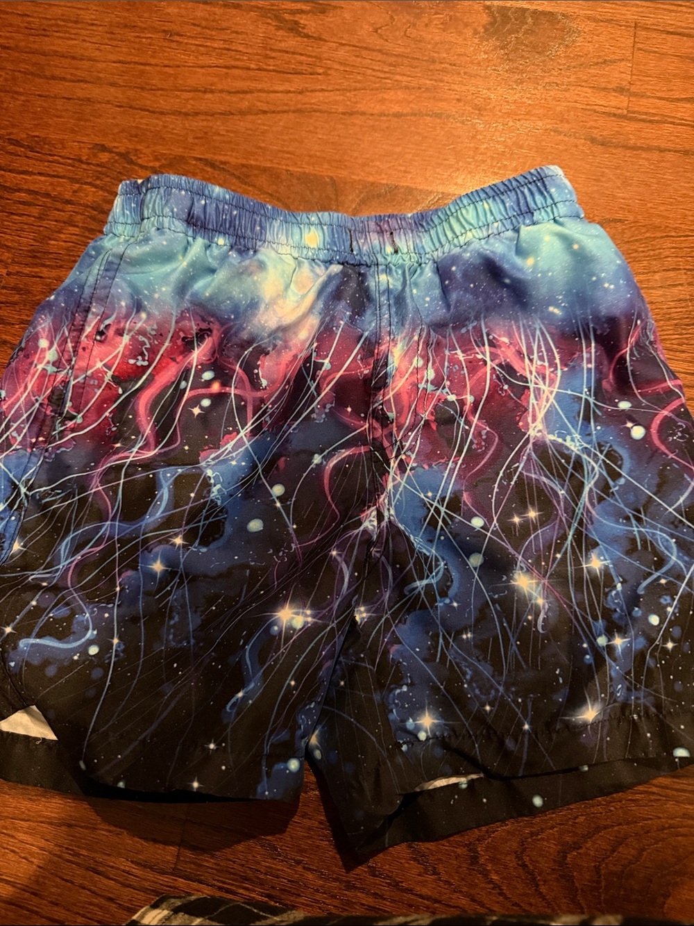 Boys Galaxy Print Swim/Active Shorts - Blue & Pink